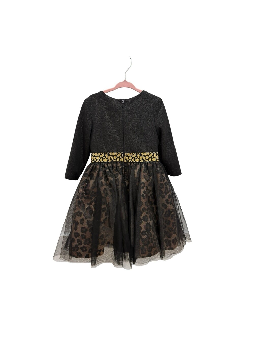 Angels by Us Angels Girls Size 4T Black Glitter Leopard Tulle Party Dress - Picture 3 of 8